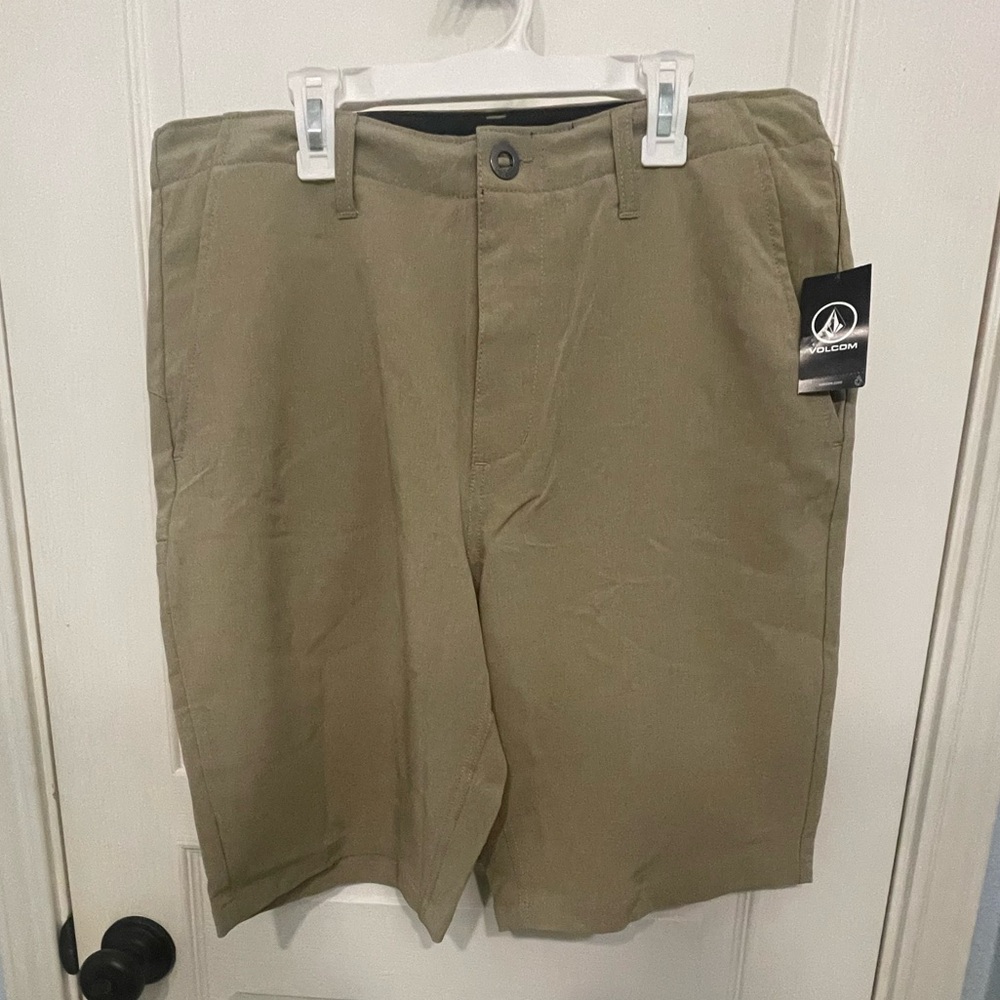 Volcom Men's Khaki Flat Front Shorts